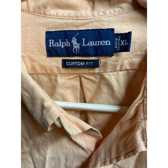 Ralph Lauren Custom Fit Long Sleeve Button Down Shirt Mens XL Orange - Picture 3 of 3